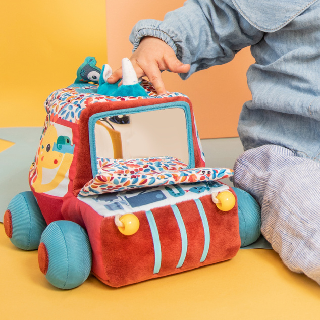 Lilliputiens - textil autó tevékenységekkel és tükörrel