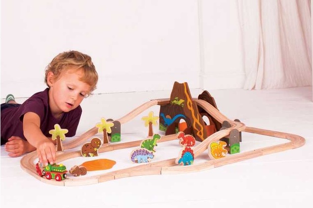 Bigjigs Rail Dřevěná vláčkodráha dinosauři