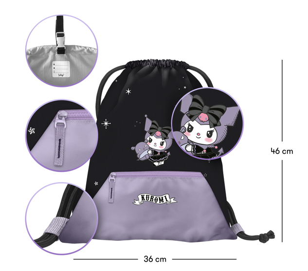 BAAGL Vrecko s priehradkou na zips Kuromi Fortune Dream GRS