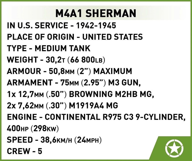 Cobi II WW M4A1 Sherman, 1:35, 663 k, 2 f