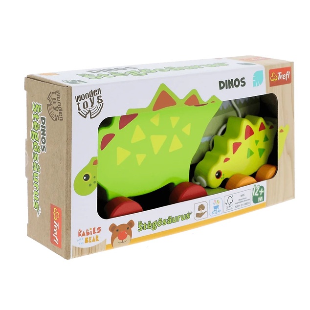 Trefl Drevená ťahacia hračka Dinosaurus  Stegosaurus