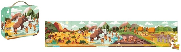 Janod Panoramatické puzzle v kufríku Prehistorické obdobia 100 ks