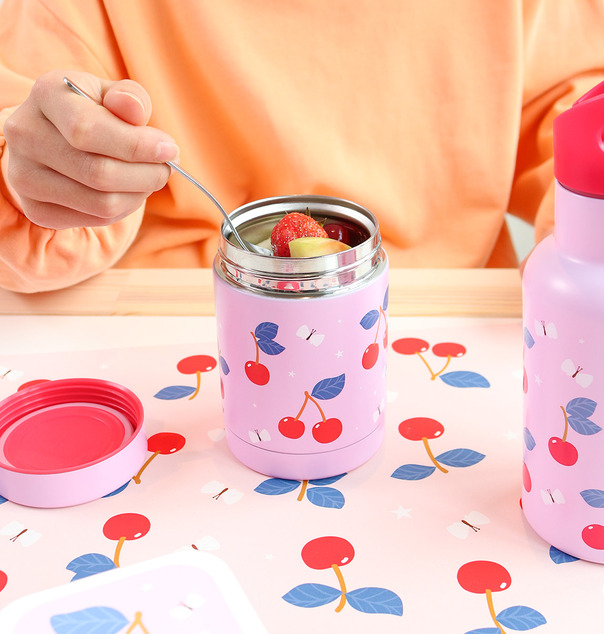 A Little Lovely Company – recipient alimentar izolat din oțel inoxidabil – cireșe