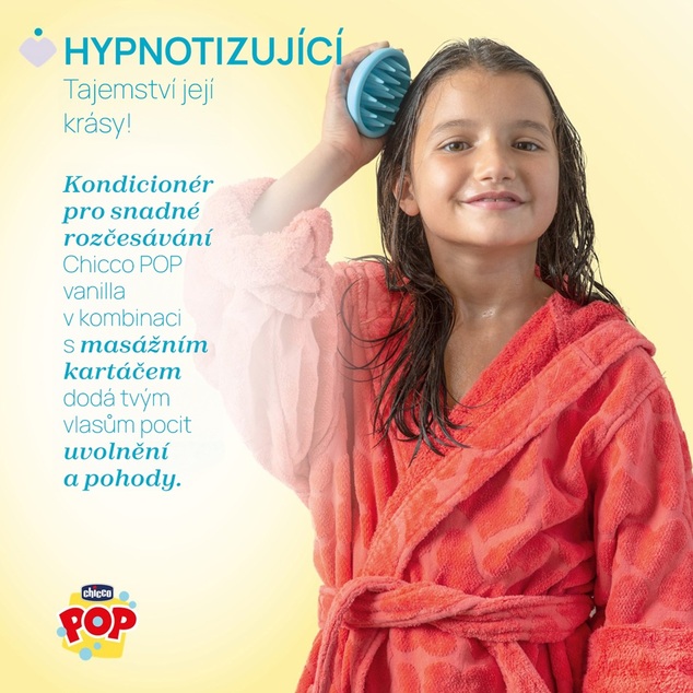 CHICCO Kondicionér na vlasy POP Vanilla Shiny 150ml s masážnou kefou na pokožku hlavy