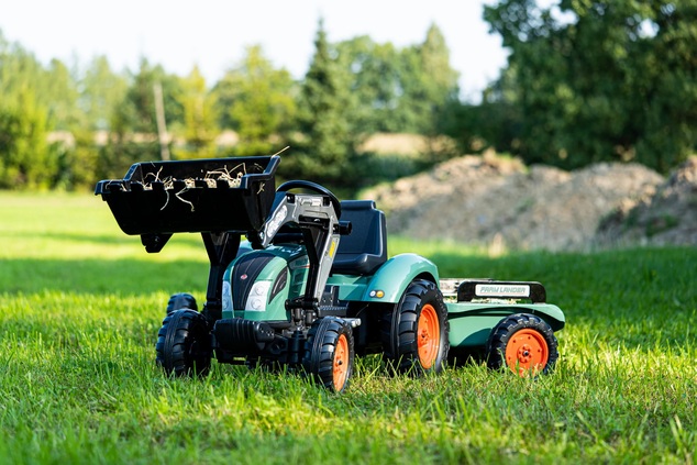 Falk šliapací traktor veľký SUPER LOADER 1054AM s nakladačom a prívesom - zelený