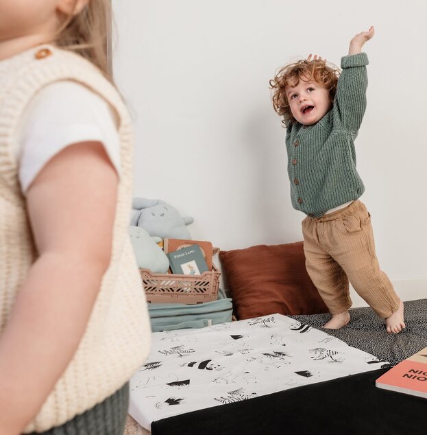 Tappetino da gioco pieghevole imbottito per bambini 3 in 1, Black&amp;White