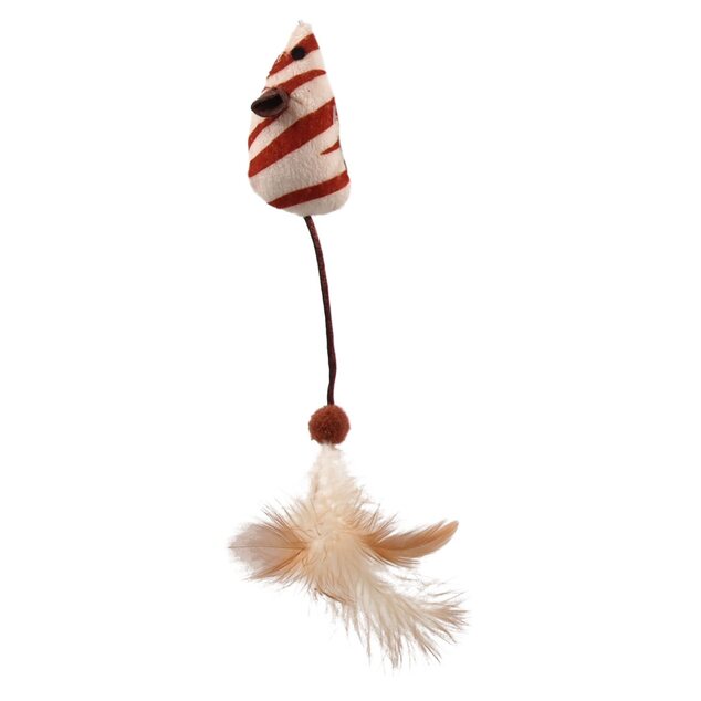 Hračka Magic Cat palička myška s pierkami bavlna s catnipom 20cm+46cm 24ks