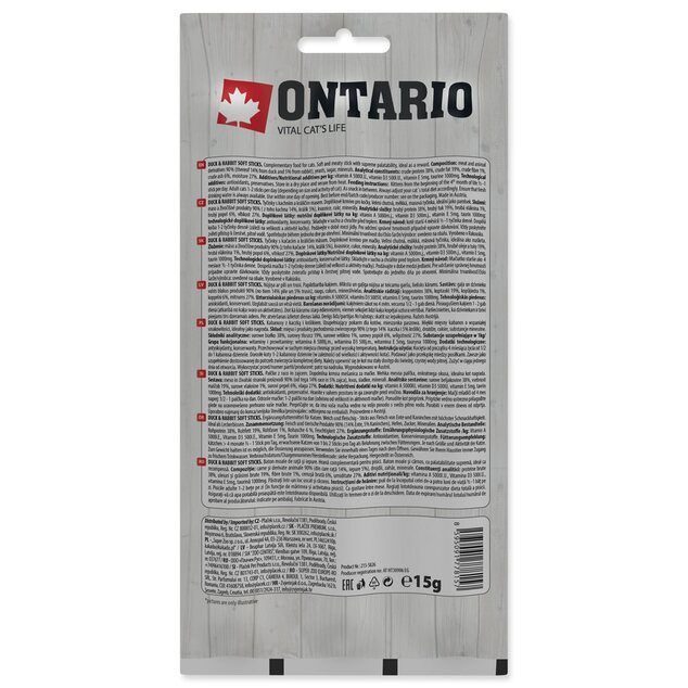 Pochúťka Ontario kačka a králik, tyčinky 3x5g