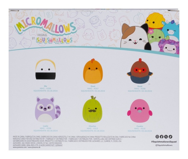 Squishmallows Micromallows Pachet 6 buc (Charles, Onel, Mo, Cookie, Reed, Layla)