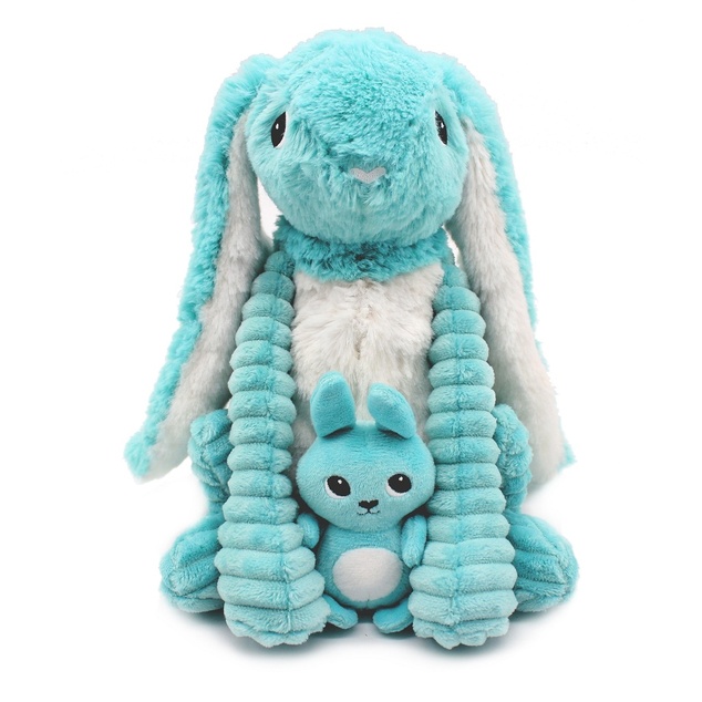 Ptipotos Plüschhase Toudou blau - Mama mit Baby