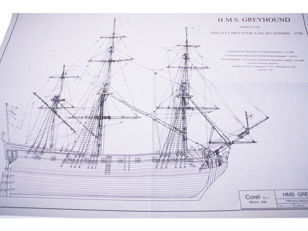 COREL HMS Greyhound fregata 1720 1:100 kit