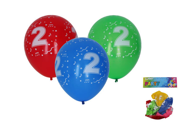 Balon gonflabil 30cm - set 5 buc, cu numărul 2