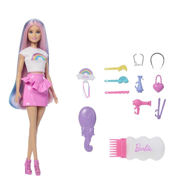 Mattel Barbie bambola capelli arcobaleno con styling scintillante