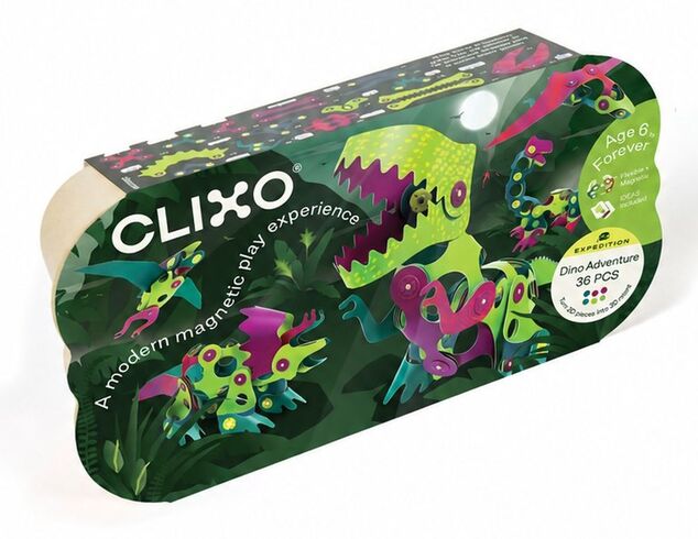 CLIXO Dino Adventure - jeu de construction magnétique 36 pièces