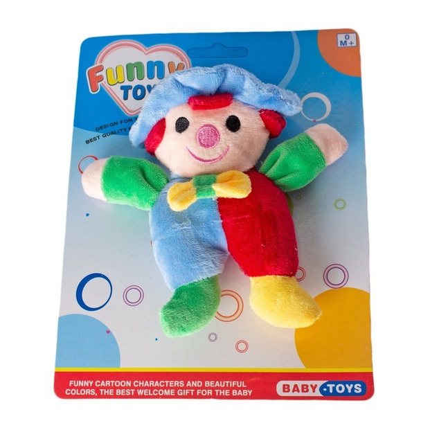 Plüss bohóc 13,5 cm-es csörgővel