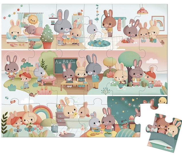 Janod Puzzle v kufríku Môj deň 24 ks