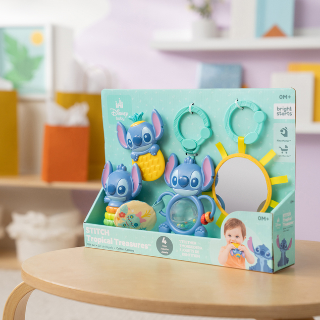 BRIGHT STARTS Set cadou multisenzorial Stitch Tropical Treasures™, 3m+