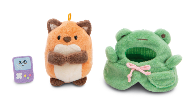 NICI plyš MyMochi Líška Geeks 8cm v kostýme žabky a videohrou, set darčekové balenie