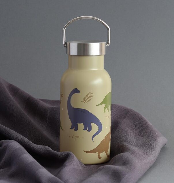 A Little Lovely Company - nerezová fľaša na pitie, 350 ml - dinosaury