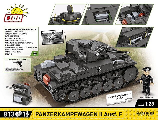 Cobi II WW Panzerkampfwagen II Ausf. F, 1:28, 813 k, 1 f