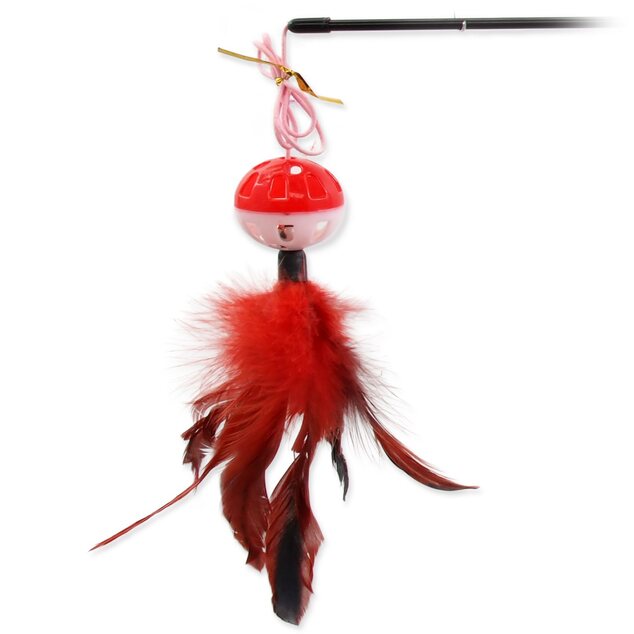 Hračka Magic Cat prút loptička plast s pierkami 22cm+50cm 24ks