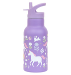 A Little Lovely Company - bottiglia d'acqua in acciaio inossidabile, 350 ml - unicorni e arcobaleno