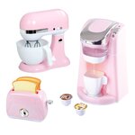 PLAYGO - Tre eleganti elettrodomestici da cucina - rosa (macchina da caffè, frullatore, tostapane)