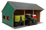 Kids Globe Farming Holzgarage 55,5x75,5x43cm 1:16 für 3 Traktoren in Schachtel