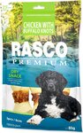 Pochúťka Rasco Premium byvolia koža obalená kuracím mäsom, uzly 6cm 80g
