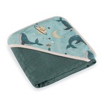 PETITE&amp;MARS Bambus-Handtuch mit Kapuze Loulou Whale Song 100 x 100 cm