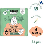 Moomin Baby 6 Maxi 12–24 kg (34 ks), eko plienky