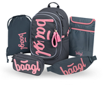 BAAGL SET 5 Core Logo rosa: Rucksack, Federmäppchen, Beutel, Gürteltasche, Laptop-Hülle GRS
