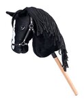 Hobby horse Cortez, crni konj na štapu, griva od konca