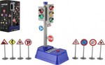 Ampel mit Kunststoffschildern 14x24cm, batteriebetrieben mit Licht und Ton 14x24,5x9cm