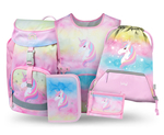 BAAGL SET 5 Airy Rainbow Unicorn: zaino, astuccio, sacca, grembiule, portafoglio