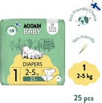 Moomin Baby 1 Newborn 2–5 kg (25 ks), eko plienky