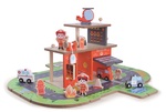 2Kids Toys Stație de pompieri din lemn 2 în 1
