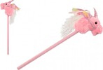 Einhorn auf einem 80 cm langen Plüschstab mit Batterien und Sound in Rosa