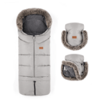 PETITE&amp;MARS Set zimný fusak Arctic 4v1 + rukavice na kočík Furry Champagne Shower