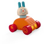 Haba Drevená hračka 2v1 Drevené auto a kolíska Zajačik