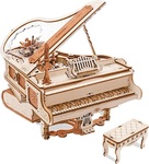 RoboTime 3D Dřevěná hrací skříňka Kouzelné piano (mechanický pohon)