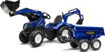 Falk Šliapací traktor 3090W New Holland T8 s nakladačom, rypadlom a maxi vlečkou