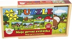 Puzzle drevené Moje prvé zvieratká 4x12 dielikov 20x14x3, 5cm v drevenej krabičke