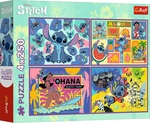 Trefl Puzzle Lilo &amp; Stitch 4 x 250 dielikov Úžasný Stitch