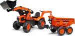 Falk šliapací traktor 2090W Kubota s prednou a zadnou lyžicou a prívesom
