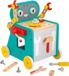 Janod BricoKids Drevené chodítko a vozík s náradím Robot 38 ks