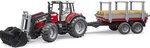 Bruder 02046 Massey Ferguson 7480 s čelným nakladačom a prepravníkom dreva