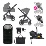 PETITE&amp;MARS Kombinált babakocsi ICON 2in1 Dove Grey XXL RWS + Core Pro i-Size Black Grey