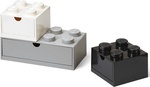 LEGO® stolné boxy so zásuvkou Multi-Pack 3 ks - čierna, biela, šedá