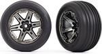 Traxxas Rad 2.8", RXT-Felge schwarz verchromt, Ribbed-Reifen (2) (vorne)